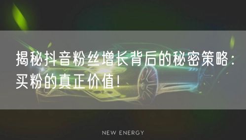 揭秘抖音粉丝增长背后的秘密策略：买粉的真正价值！