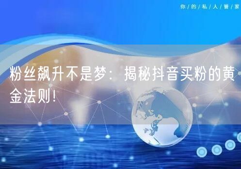 粉丝飙升不是梦：揭秘抖音买粉的黄金法则！